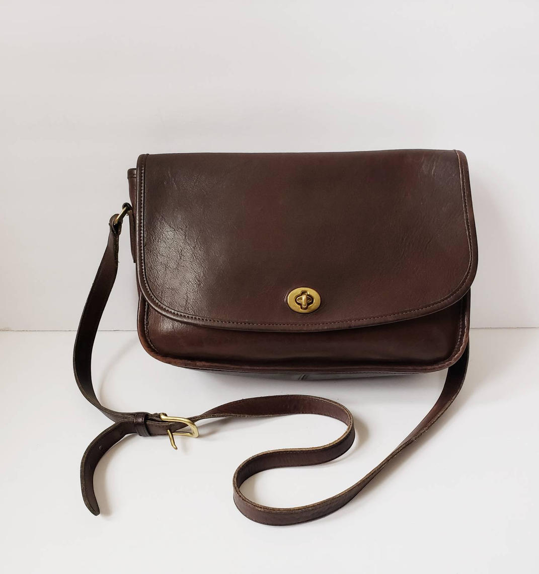 1980s COACH Brown Leather Shoulder Bag / 80s Classic Coach City ...