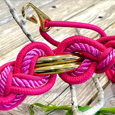 VINTAGE: 1980's - Pink RETRO Knot Belt - Celtic Knot - Retro Belt - Fabric Belt -  Elastic Belt - SKU 00015801 