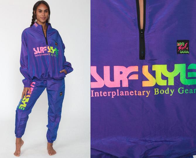 90s Surf Style Tracksuit Neon Purple Iridescent TWO PIECE Track Shop Exile Tucson, AZ