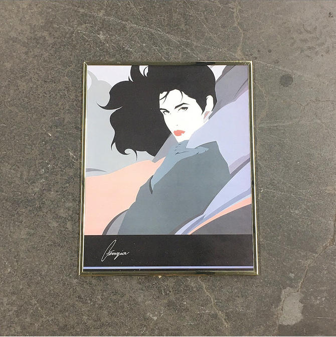 Georgio top Patrick Nagel Styl Vintage Framed Print 22 x 28 in Post Modern 1980s New