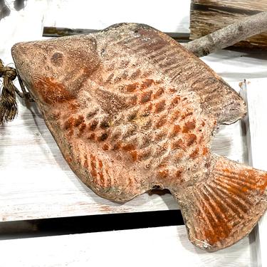 VINTAGE: 5.75" Mexican Terra Cotta Pottery Fish Figurine - Hanging Fish - SKU 26-C-00033892 