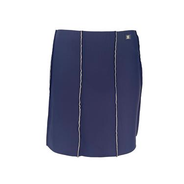 Chanel Navy Stretch Logo Skirt