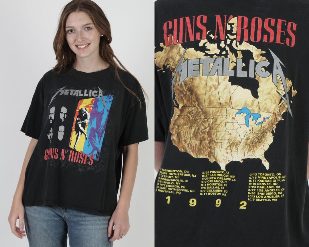 Vintage 90s Metallica Guns N discount Roses Band Tee