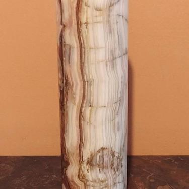 Handcut Onyx Marble Cylinder Vase Home Decor 10" 
