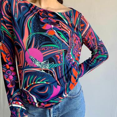 Emilio Pucci Abstract Grasshopper Long Sleeve Top 