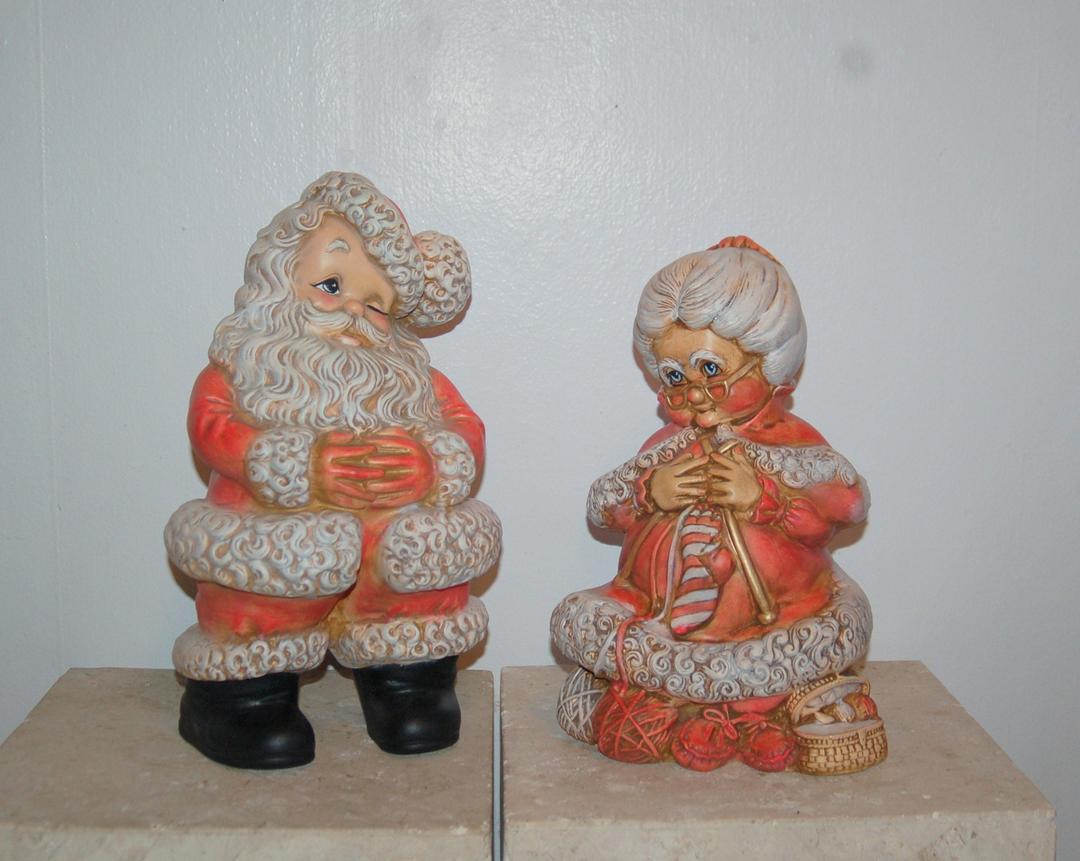 Vintage Mr and Mrs Santa Claus Atlantic Mold Ceramic Figures outlet Large.