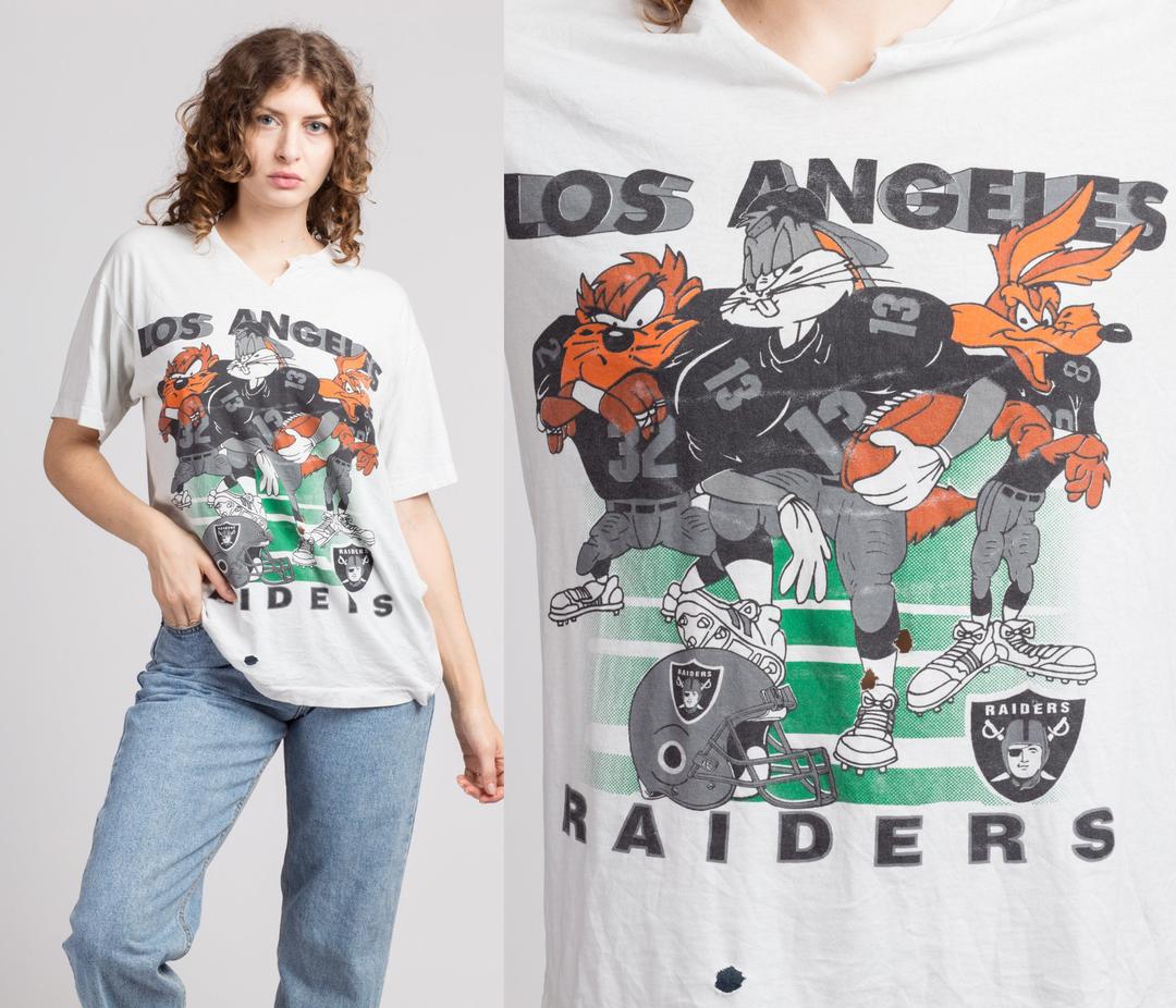 Vintage 1990s Distressed Oakland Raiders Football T-Shirt