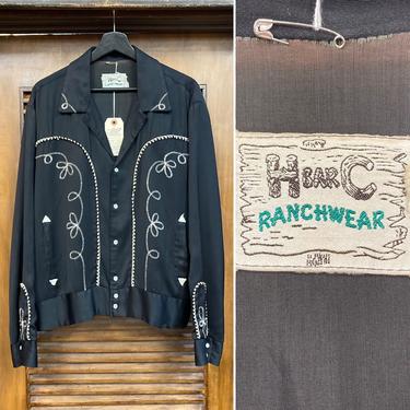 Vintage 1950’s Size XL “H Bar C Ranchwear” Cowboy Western Gabardine Rockabilly Jacket, 50’s Rockabilly Top, Vintage Clothing 