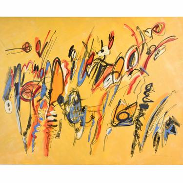 Colorful Abstract Expressionist Painting “Twist and Shout” Sgd Saitlin Chicago artist 
