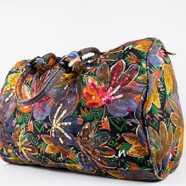 NEW in the Shop /// Vintage Nature Print Sequined Funky Avant Garde LARGE Duffle Bag 