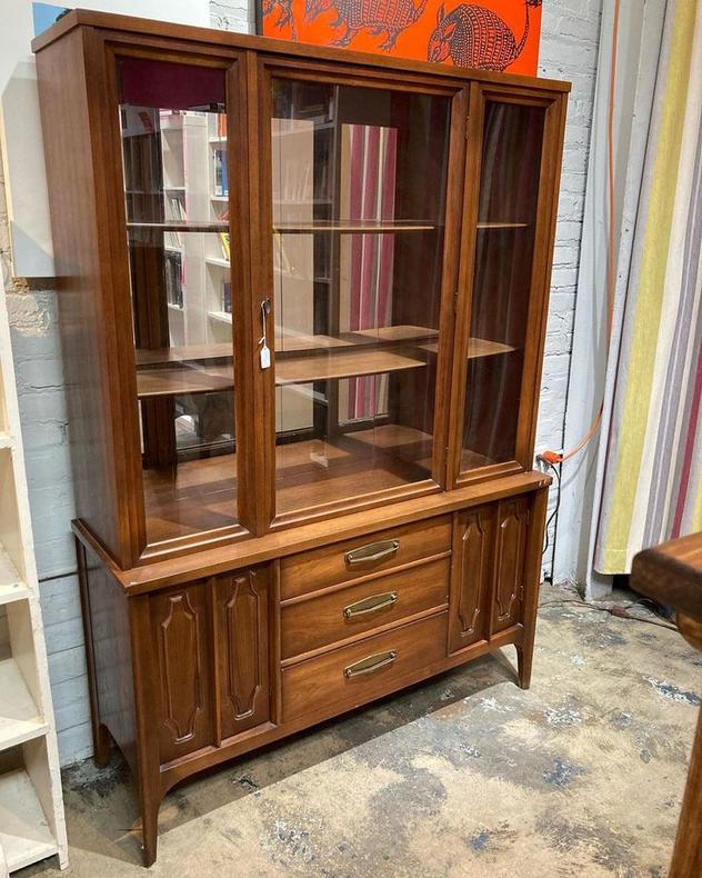 Mirrored back mid century china cabinet.  