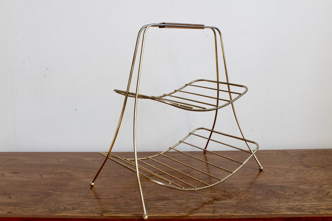 Mid Century, MCM, Modern Gold Metal Magazine Rack, Retro, Atomic 60