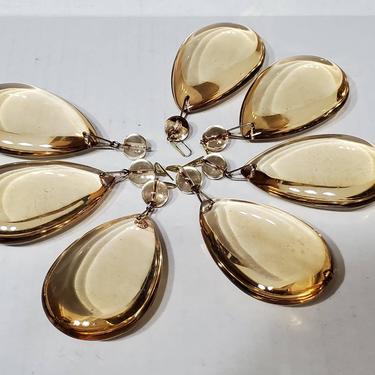 Vintage Glass Chandelier Crystals Set of 7 - Replacement Glass Pendalogue Drops - Vintage Mid Century Lighting 
