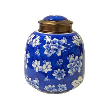 Oriental Handmade Blue White Porcelain Metal Lid Container Urn ws1711E 