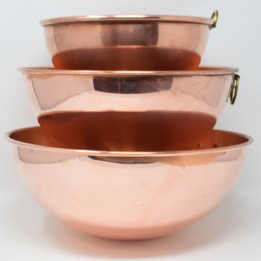 Set of 3 Stackable Copper Mixing Bowls marked &quot;ODI Made in China&quot; 