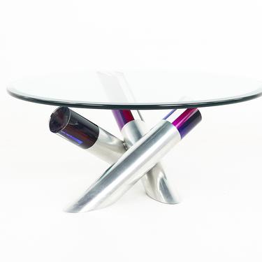 David Muniz Style Post Modern Glass and Colorful Acrylic Coffee Table 