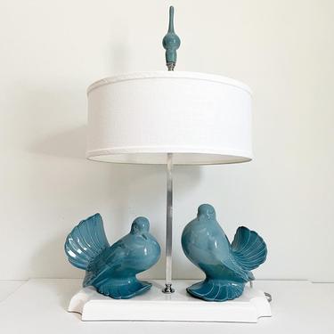 Midcentury Doves Lamp & Shade 