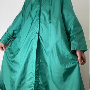 vintage emerald green totes hooded rain jacket size xl 