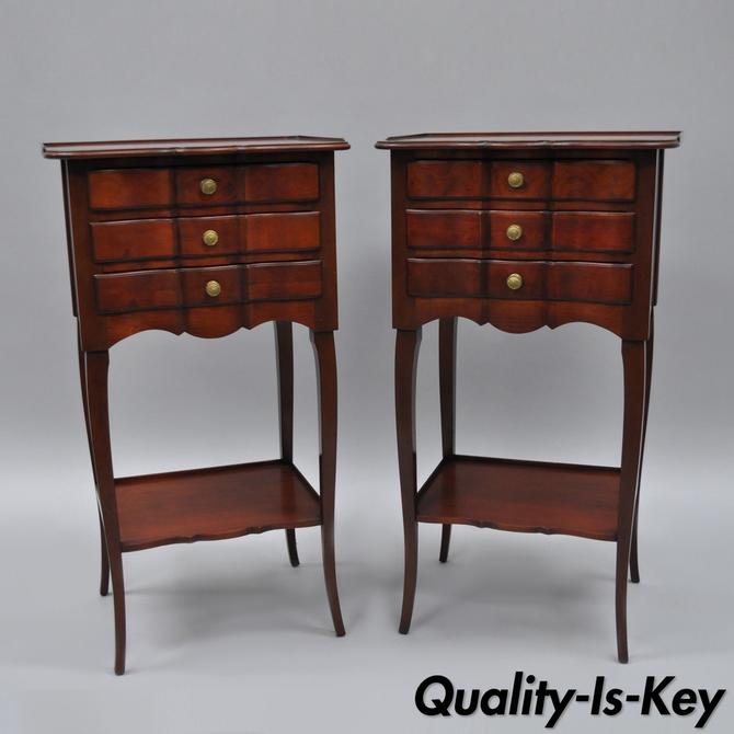 Pair French Country Small Cherry Wood Nightstands Side Tables By John Widdicomb From Vintage Philly Furniture Of Philadelphia Attic