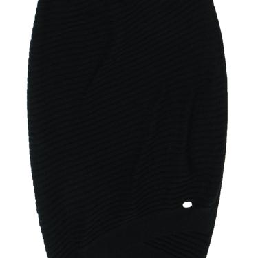 Chanel - Black Cashmere Ribbed Knit Pencil Skirt Sz 6