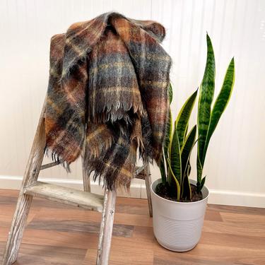 Royal Scot earth tone mohair throw by Samuel Tweed &amp; Co. - made in Great Britain - vintage 1990s 