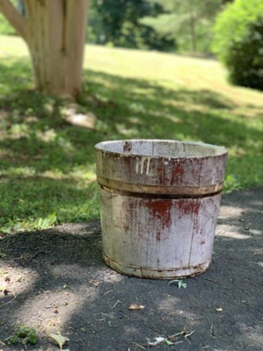 Sap Bucket, Vintage Wooden Bucket, Wooden Planter Artified Junk