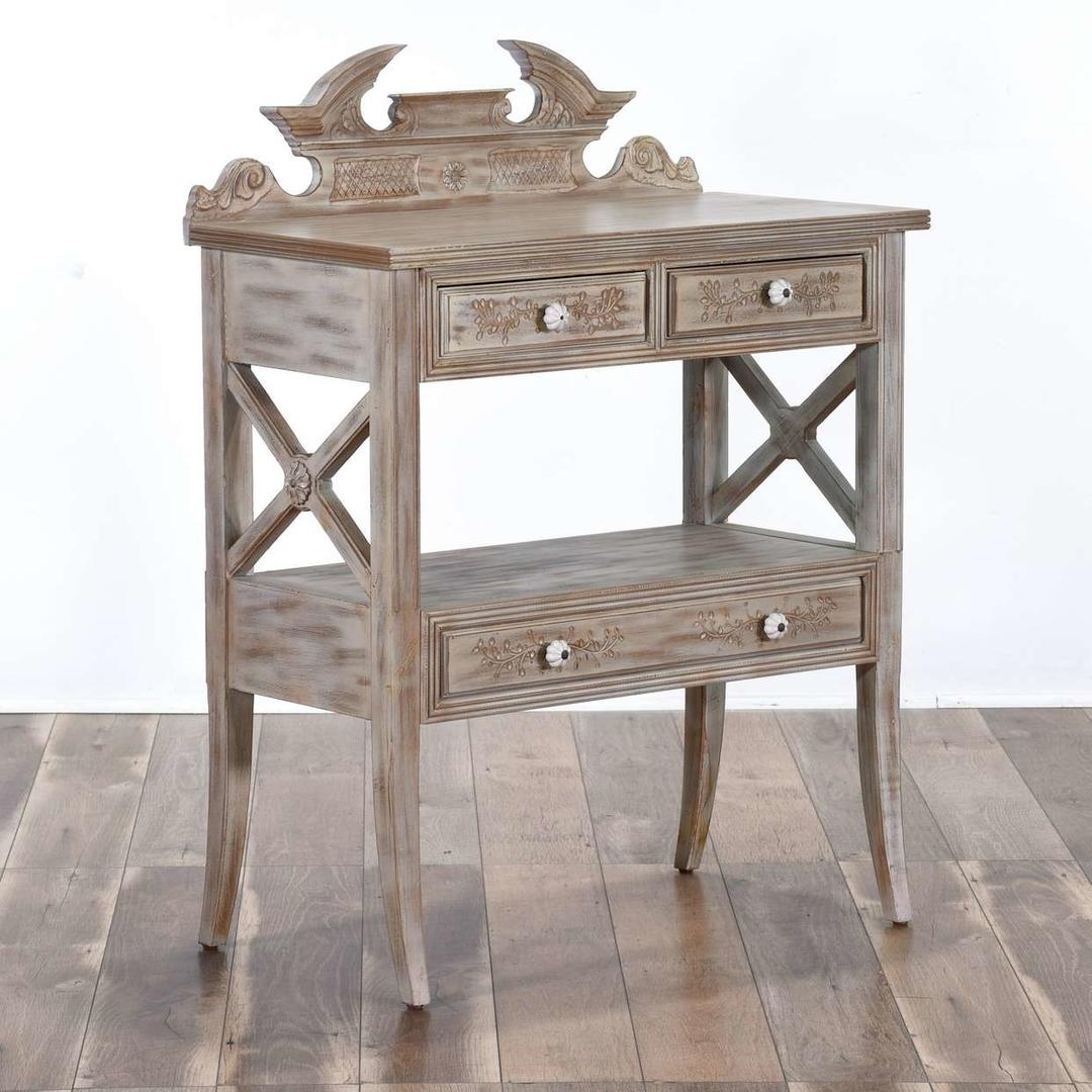 Carved French Provincial Console Table W Crown Detail Loveseat (Los