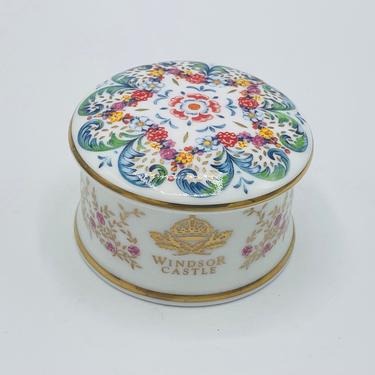 NEWHALL Staffordshire Bone China Trinket Box England Cottage House &amp; Gardens- Mint Condition 
