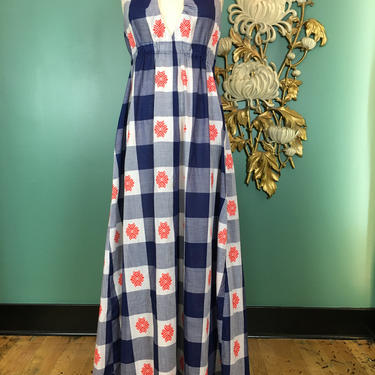 1970s halter dress, vintage 70s dress, red white | Black Label Vintage -  Tacoma, WA | ATTIC