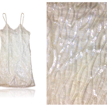 70s Cream Iridescent Sequin Mini Dress / Short Sequinned | Rad Things  Vintage - Atlanta, GA | ATTIC