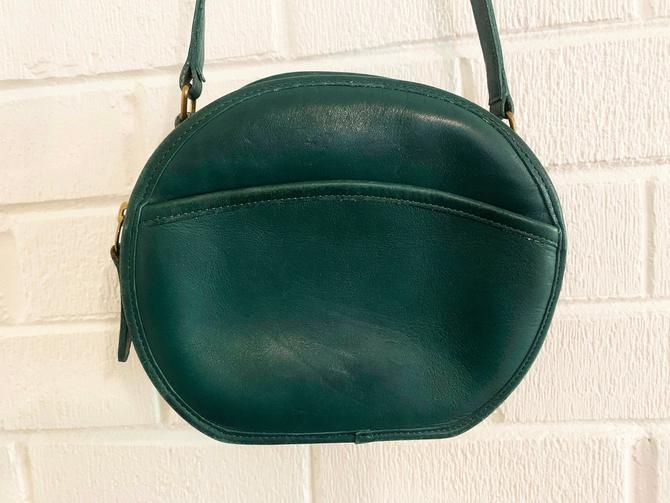 Vintage Coach Green Leather Crossbody Purse 