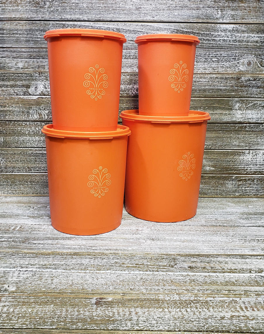 Vintage Tupperware Yellow Servalier 4 Four Canisters Set With Lids. Made in  USA by Tupperware. 
