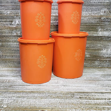 Vintage Tupperware Golden Yellow and Orange Set/4 Canisters With Lids Retro  Kitchen -  Denmark