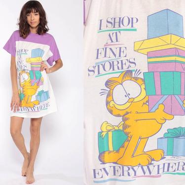 Garfield Pajama Dress SHOPPING Night Shirt Sleep Dress Kawaii Cartoon Shop Exile Tucson AZ