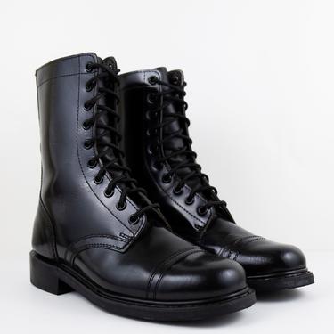 Vintage Black Leather Lace Up Combat Roper Boots size 9 US MENS or 11 US Women's 