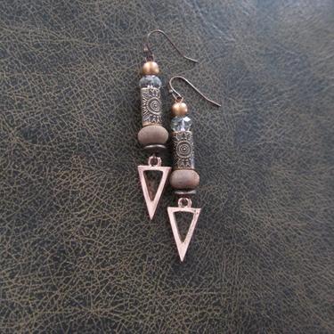 Etched copper earrings, statement earrings, bold southwestern earrings, ethnic tribal earrings, boho earrings, rose gold earrings 