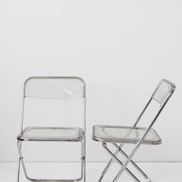 Piretti for Castelli &quot;Plia&quot; Clear Folding Chairs