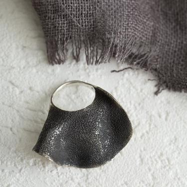 Textured Oxidized Sterling Silver Rose Petal Ring