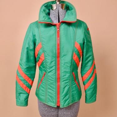 Green & Orange 70s/80s Ski Jacket, XS