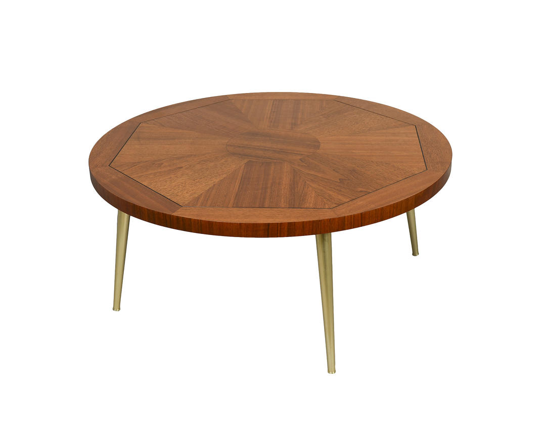 Lane Round Coffee Table Brass Legs Mid Century Modern by HearthsideHome