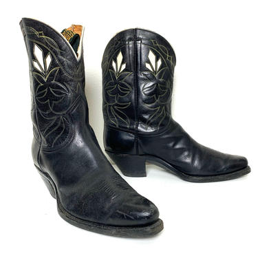 Justin Black Vintage Lace-Up Boots - M 7 / W 8.5