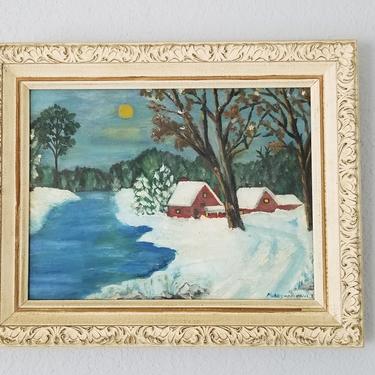 Mark Chambault Winter Snow - River Landscape Painting. 