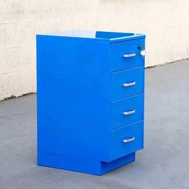 Vintage Steelcase File Cabinet, Refinished in Blue