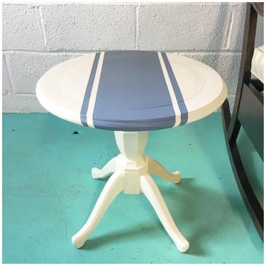 Vintage Grain Sack Stripe Pedestal Table