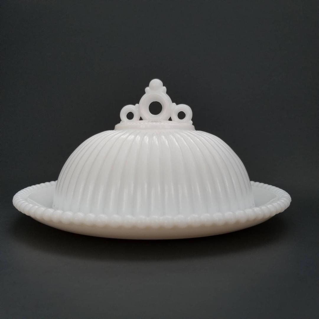 Vintage Milk Glass Butter Dish / Domed White Butter Dish / Milk ...