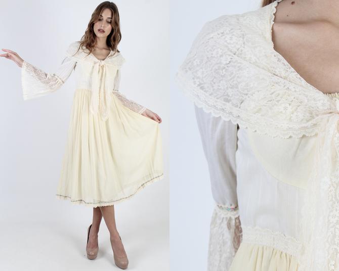 Vintage 70s Womens Gunne Sax Maxi Dress 1970s Bridal Country