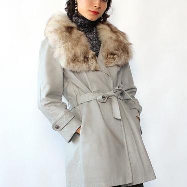 Stone Fox Fur Collar Coat S/M