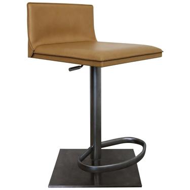 Contemporary Modernist Frag Brushed Aluminum Bar Counter Stool Italian Leather 