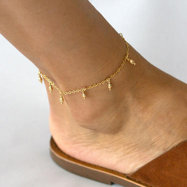 Ankle Bracelet, Waterproof Anklet, Anklet for Women, Dainty Chain Anklet, Delicate Anklet for Women, Satellite Anklet, Beaded Anklet 