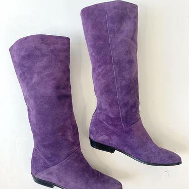 Flat purple suede boots shop